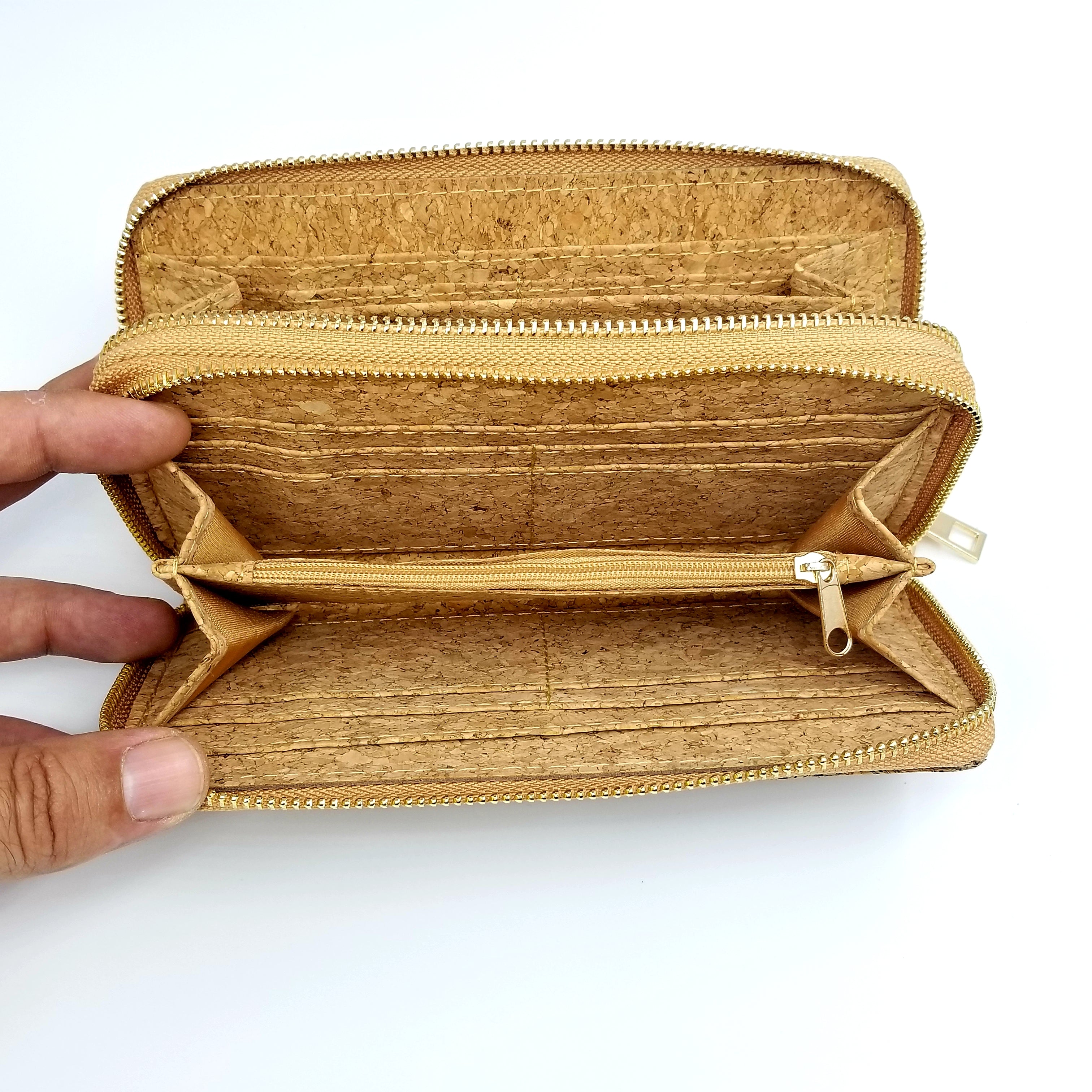 Double Zipper Wallet Cork Textured CUZ-124