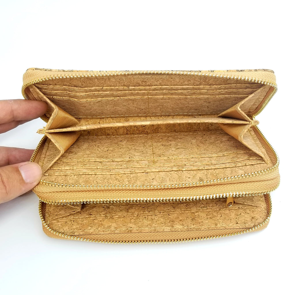 Double Zipper Wallet Cork Textured CUZ-124