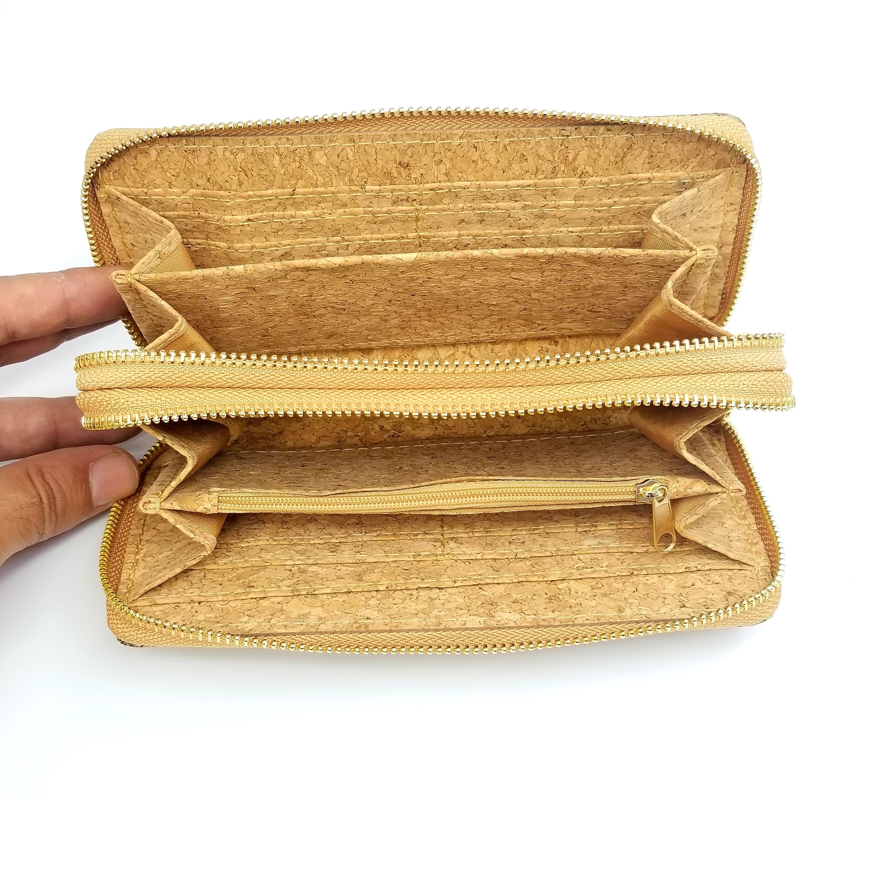 Double Zipper Wallet Cork Textured CUZ-124