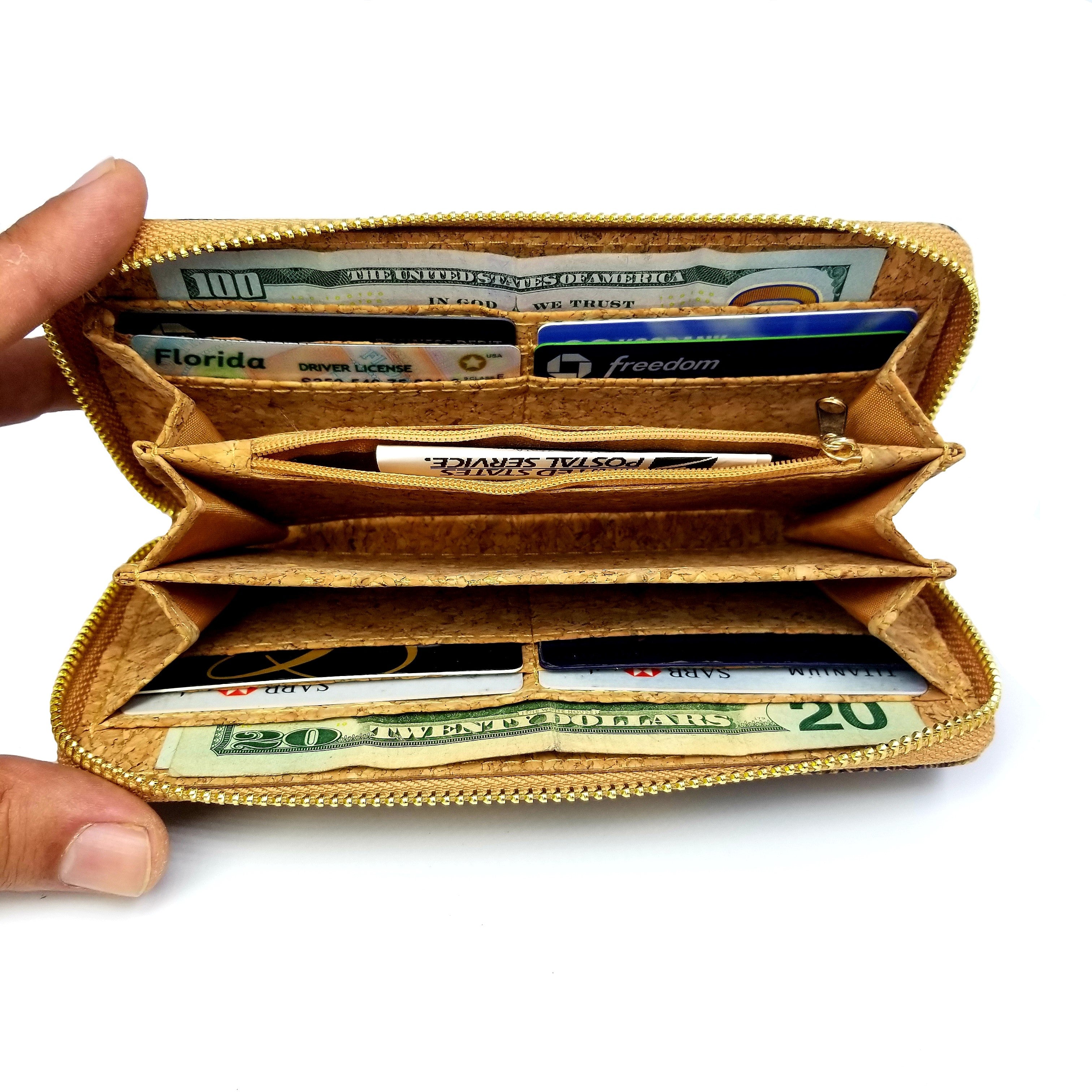 Cork Zipper Wallet Sea Shells and Stars CUZ-111