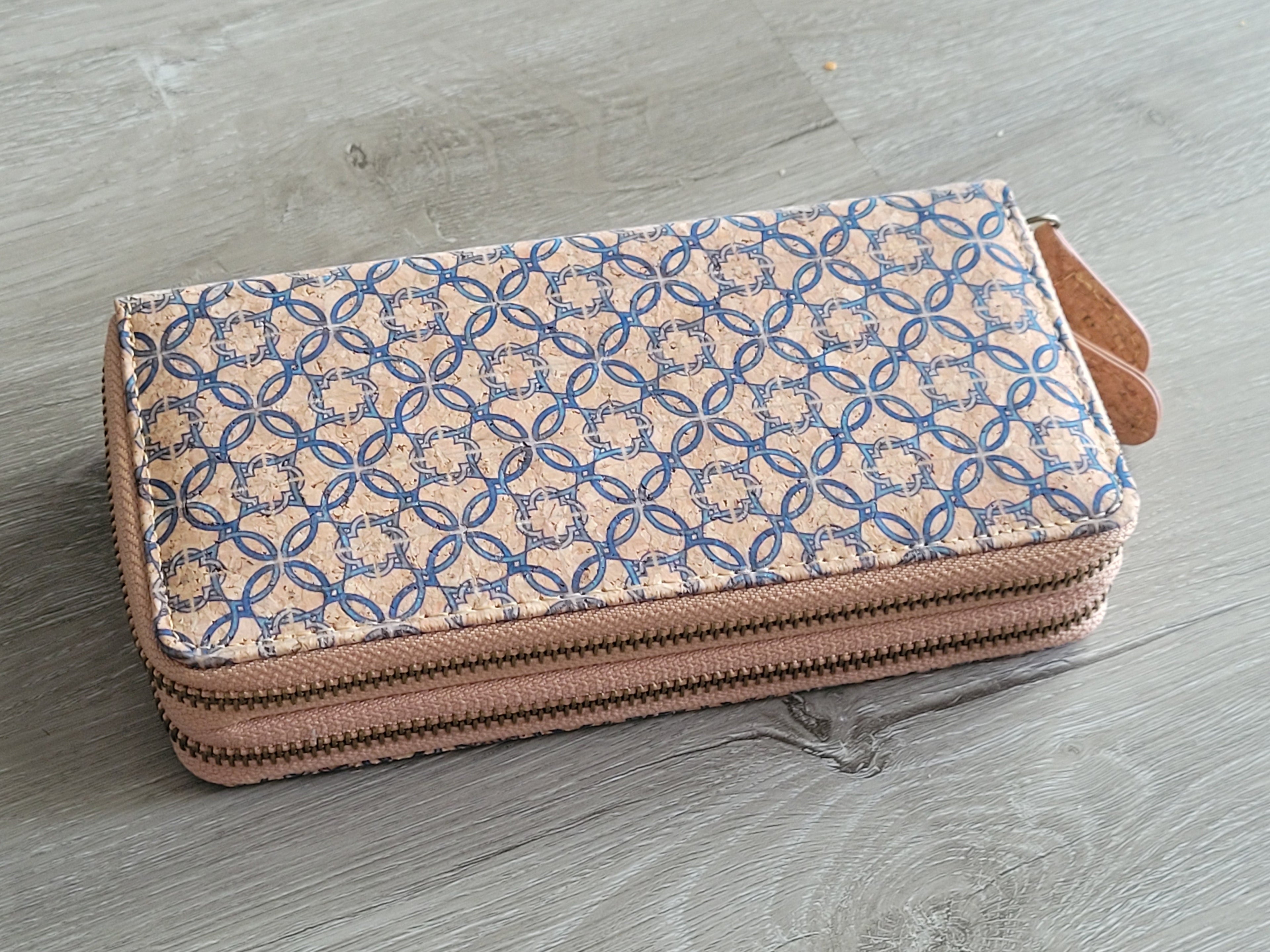 Double Zipper Wallet Cork Textured CUZ-124