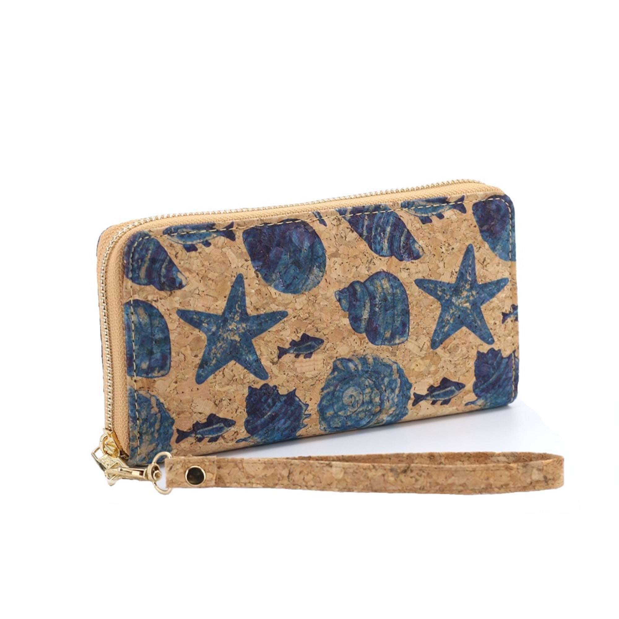Cork Zipper Wallet Sea Shells and Stars CUZ-111