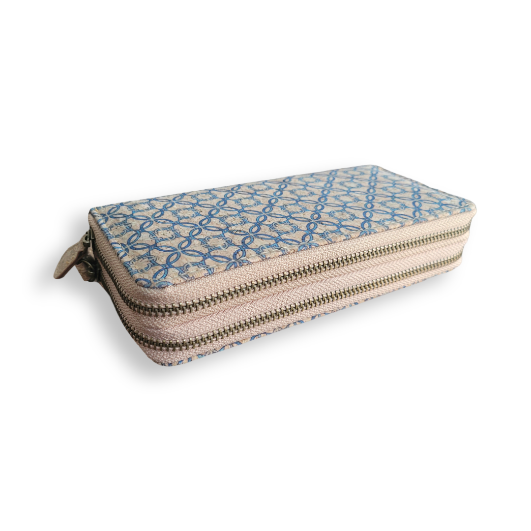 Double Zipper Wallet Cork Textured CUZ-124